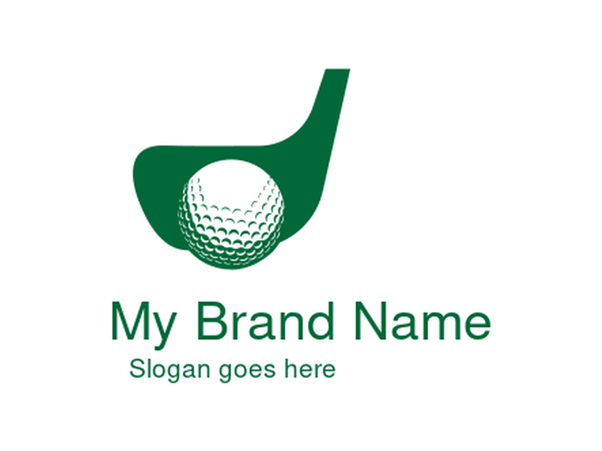 Minimalist Green Golf Club Head and Detailed Golf Ball Logo - Golf Equipment, Sports Clubs, and Athletic Brands